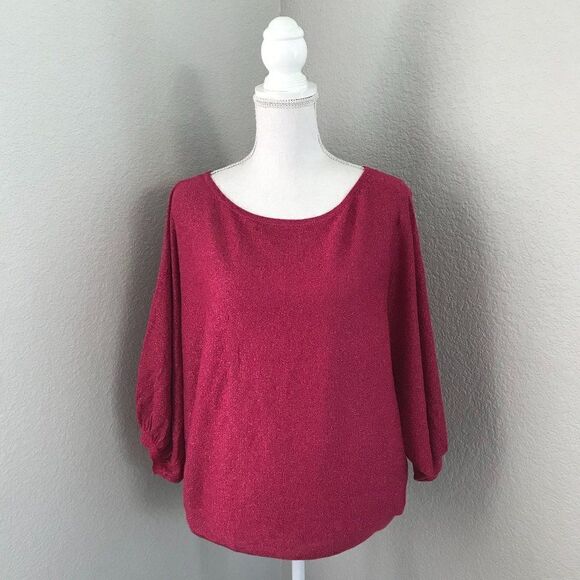 Express Design Studio Women Red Long Sleeves Blouse - Picture 1 of 7